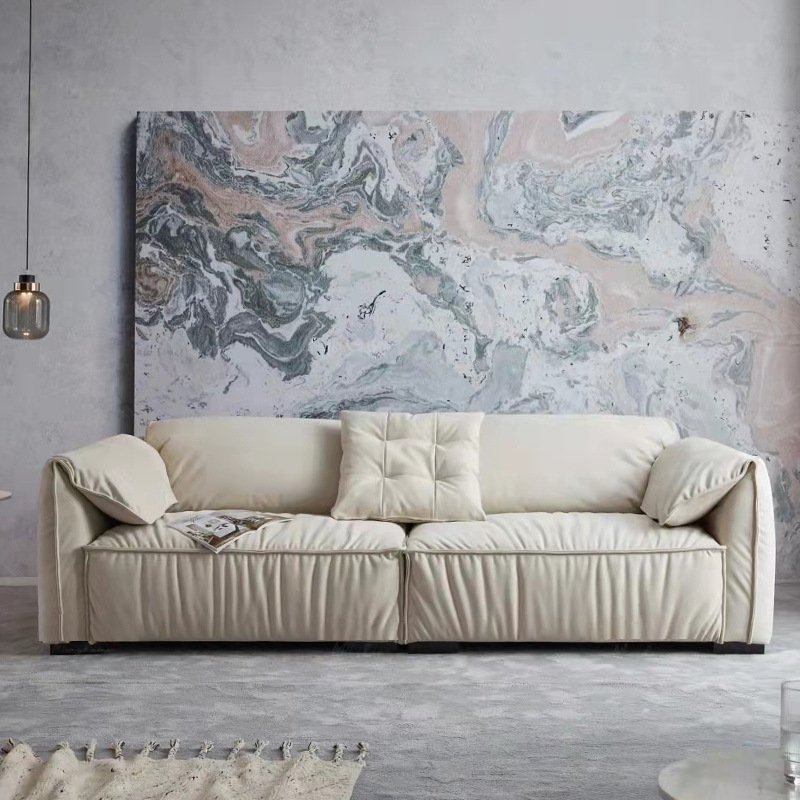 Italian light luxury Classic wash free technology cloth sofa down living room villa furniture sectional L-shaped reclining sofa