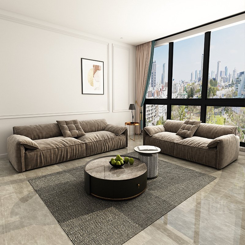 Italian light luxury Classic wash free technology cloth sofa down living room villa furniture sectional L-shaped reclining sofa