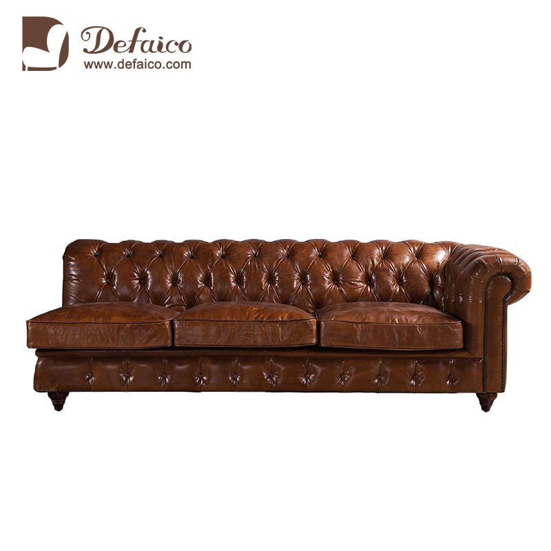 Vintage Leather Brown Chesterfield Sofa Set L Shape Corner Sofa For Living Room