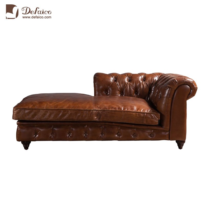 Vintage Leather Brown Chesterfield Sofa Set L Shape Corner Sofa For Living Room