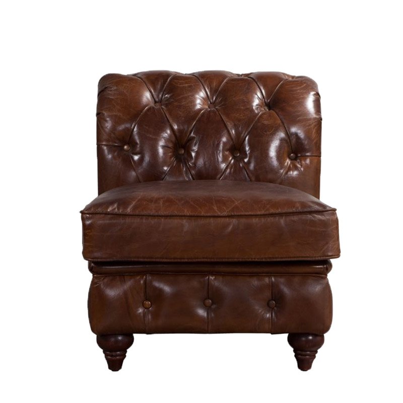 Vintage Leather Brown Chesterfield Sofa Set L Shape Corner Sofa For Living Room