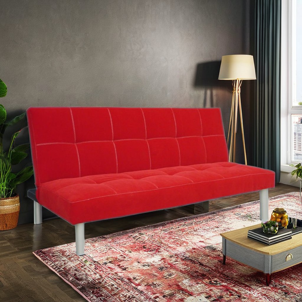 Modern Simple Microfiber Futon Sofa Sleeper Bed Multi-Function Reclining Cheap Home Furniture for Living Wood Set