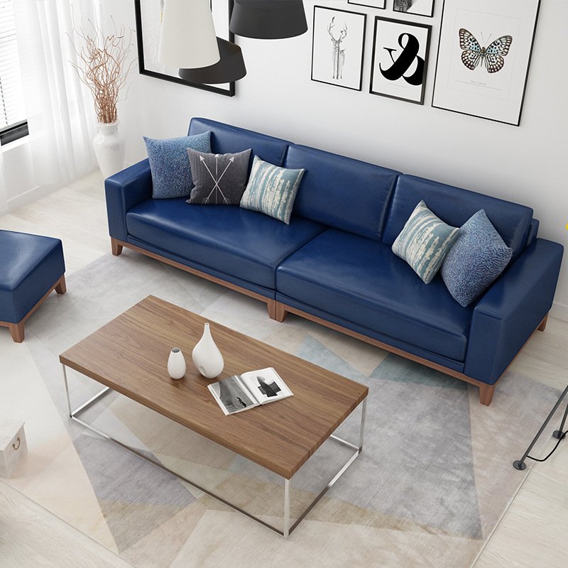 Living Room Sofa Nordic Simple Leather Sofa Three Seats Sofa for Office Use
