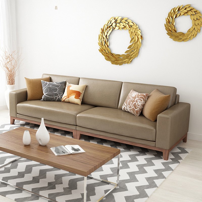 Living Room Sofa Nordic Simple Leather Sofa Three Seats Sofa for Office Use