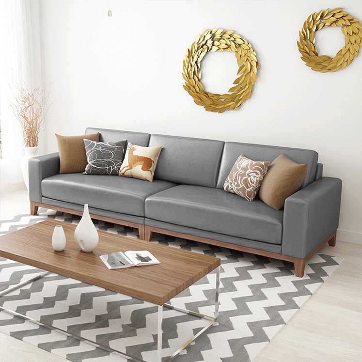 Living Room Sofa Nordic Simple Leather Sofa Three Seats Sofa for Office Use