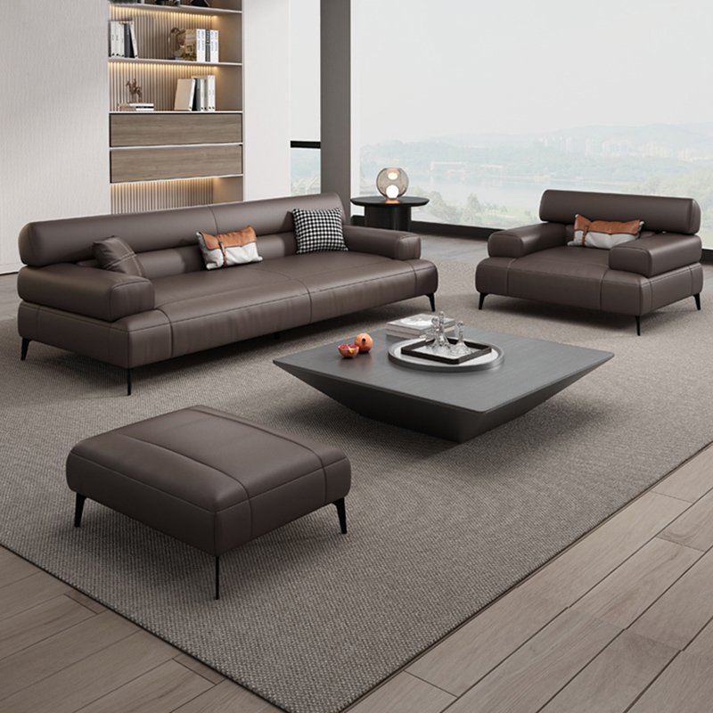 Italian Leather Office Sofa Simple and Modern Business Reception Set for Three for Living Room or Hotel