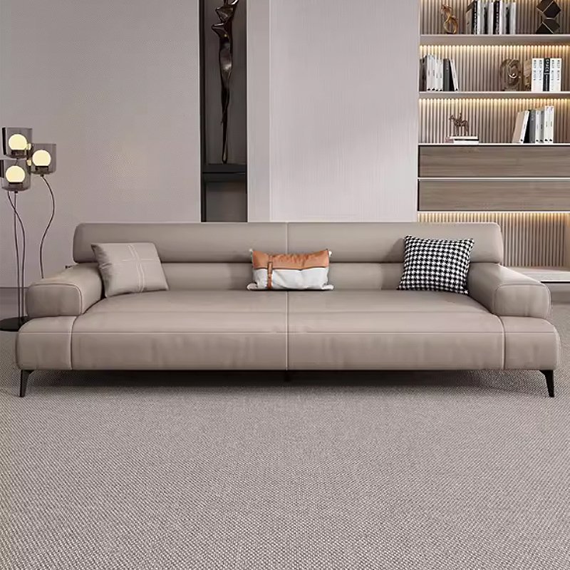 Italian Leather Office Sofa Simple and Modern Business Reception Set for Three for Living Room or Hotel