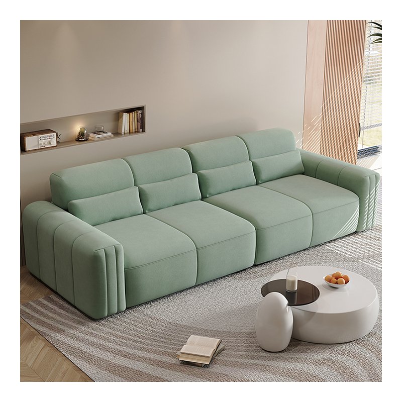 Italian Cream Style Sofa Light Luxury Cat Scratch Skin Baby Velvet Cloth Living Room Straight Combination Backing Sofa