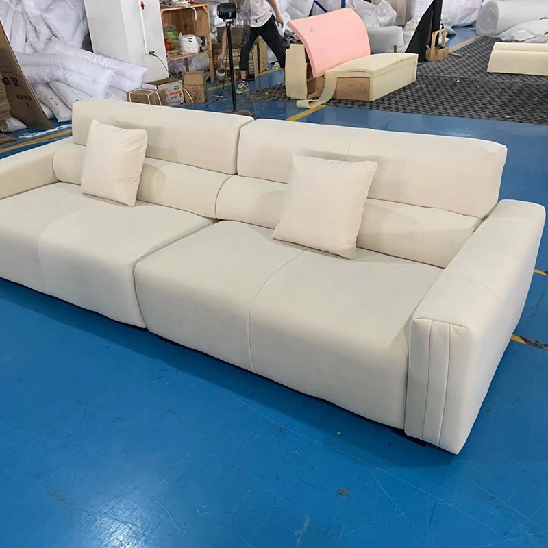 Italian Cream Style Sofa Light Luxury Cat Scratch Skin Baby Velvet Cloth Living Room Straight Combination Backing Sofa