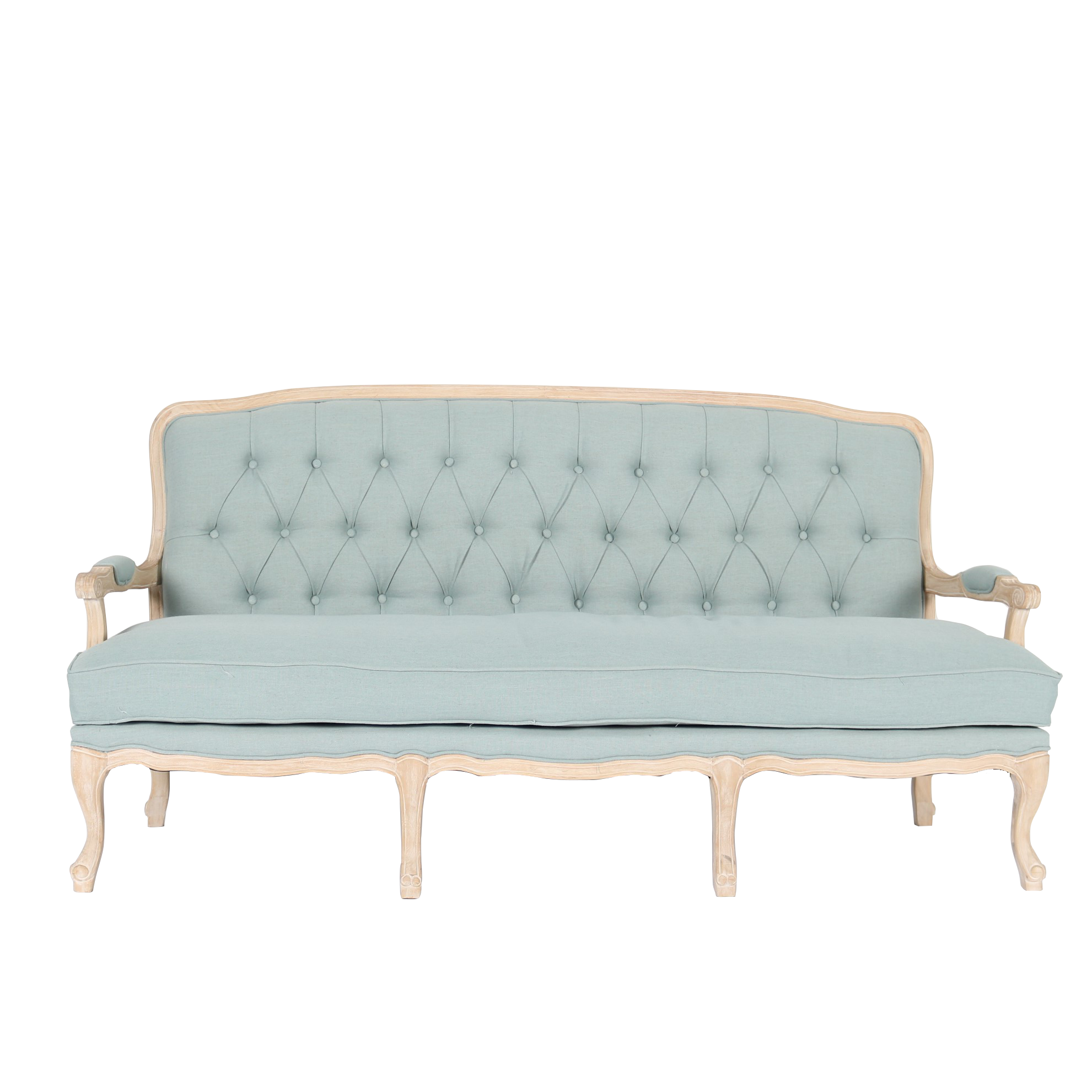 Country Style Solid Wood Upholstered Sofa With Birch Wood Legs Linen Cushion For Home Hotels Events