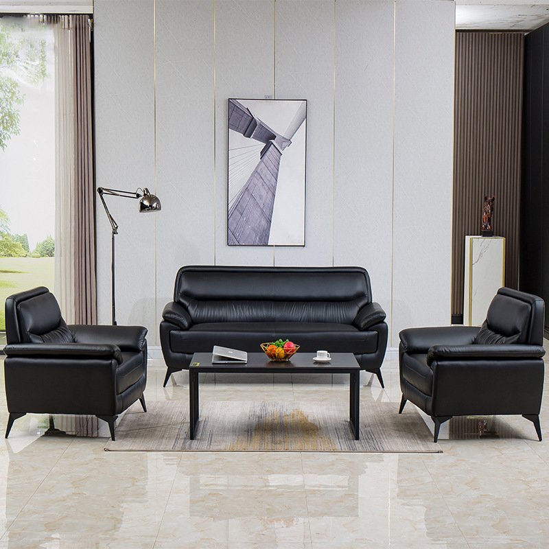 Modern Minimalist Leather Sofa Set for Office Reception Business Meetings Durable Italian Leather Contemporary Design