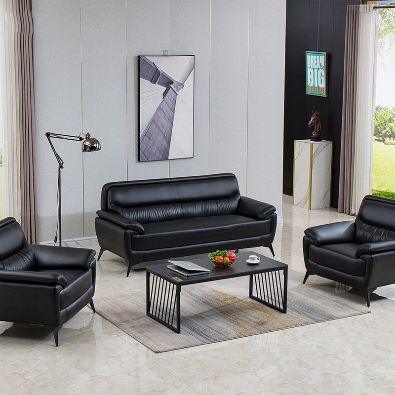Modern Minimalist Leather Sofa Set for Office Reception Business Meetings Durable Italian Leather Contemporary Design