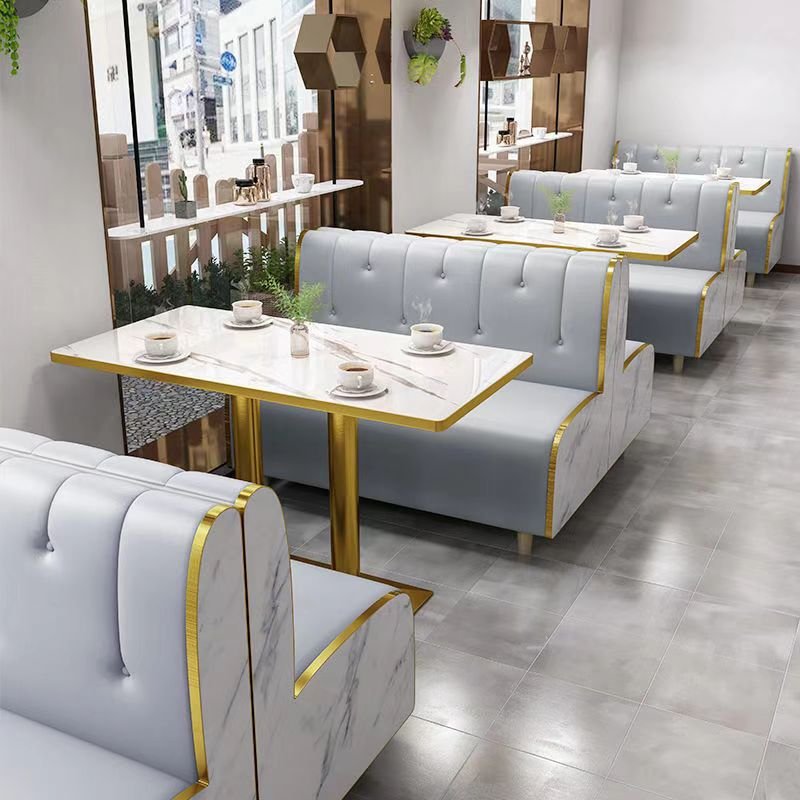 Customized Restaurant Booth Seating Set Marble Top Golden Dining Table And Chair Sofa Cafe Coffee Shop restaurant furniture set