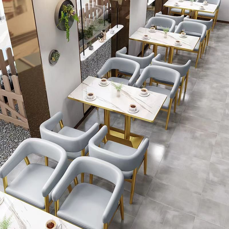 Customized Restaurant Booth Seating Set Marble Top Golden Dining Table And Chair Sofa Cafe Coffee Shop restaurant furniture set