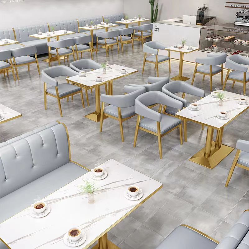 Customized Restaurant Booth Seating Set Marble Top Golden Dining Table And Chair Sofa Cafe Coffee Shop restaurant furniture set