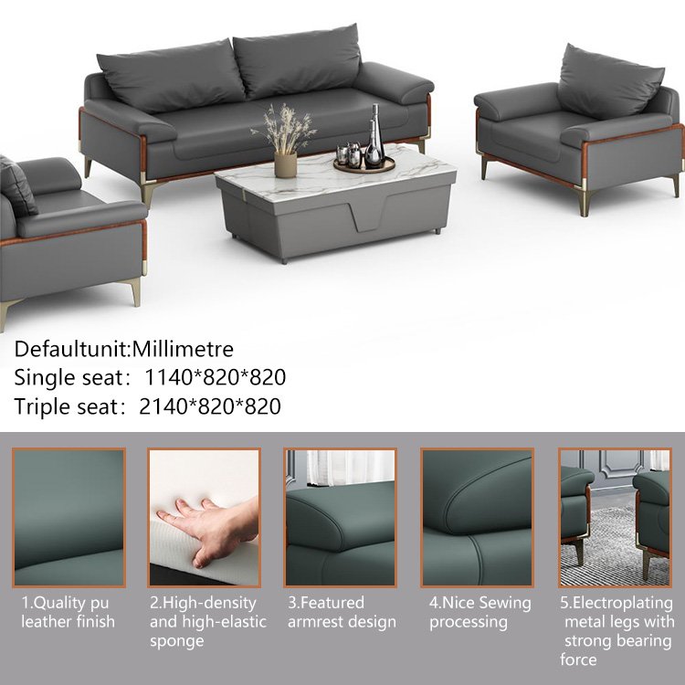 European Style Leather Sofa Beds Soft Office Sofa Set Furniture For Living Room