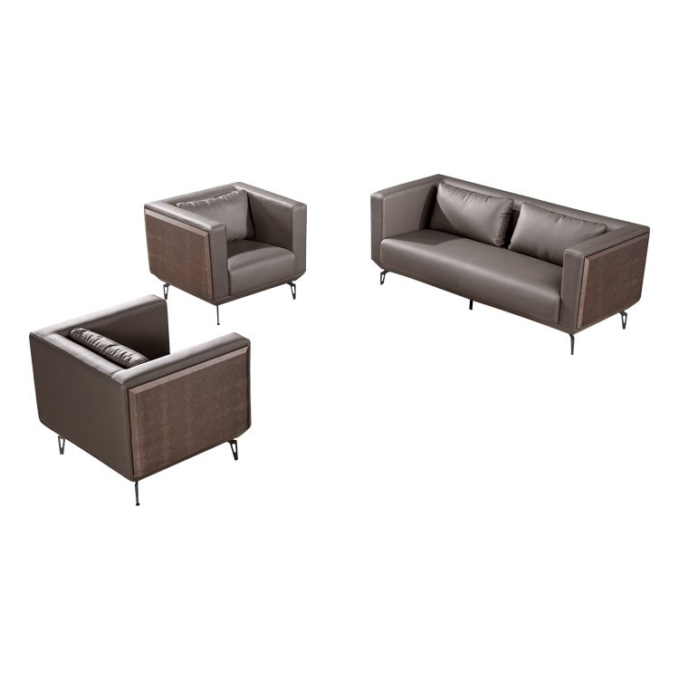 Hot Sale Top Leather Grey Executive Sofa Sets Commercial Sectional Office Sofa(ZB-F735)