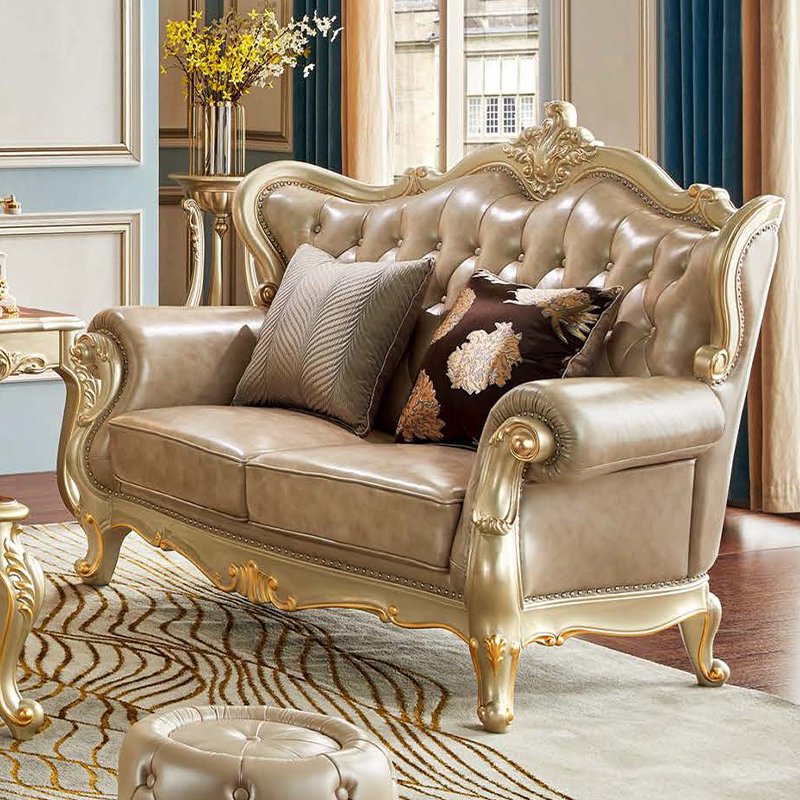 European Style Classic sofa Solid Wood Luxury Leather Living Room Sofas Sets Home Furniture