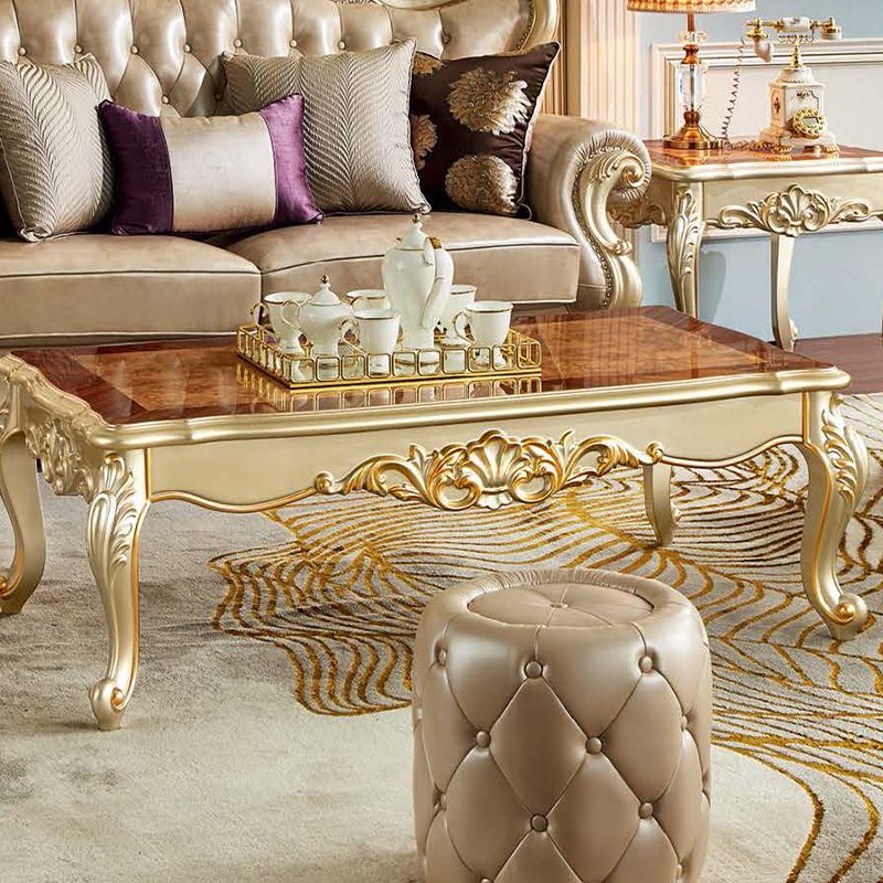 European Style Classic sofa Solid Wood Luxury Leather Living Room Sofas Sets Home Furniture