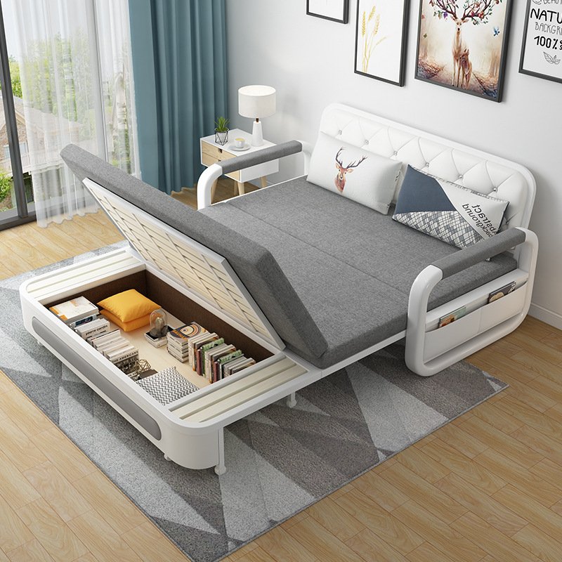 Modern space saving furniture Wooden Folding Chair Sleeper Three Seat sleeper sofa pull out bed Living Room Functional bed Divan
