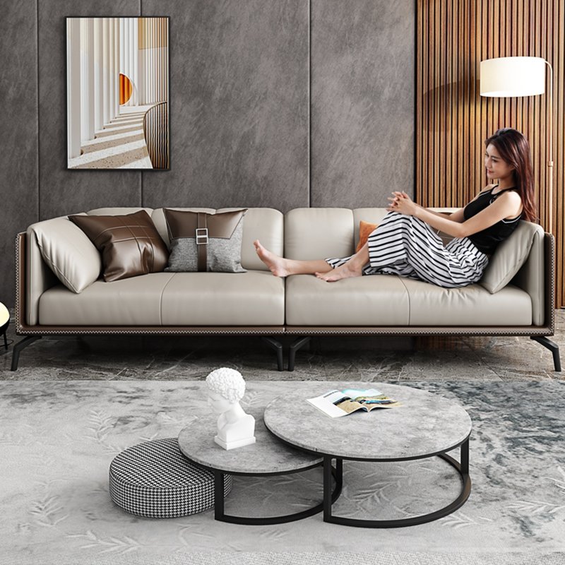 Modern Home Living Room Set Furniture Customized Luxury Style Fabric Sponge Combination Leathaire Fabric Sofa