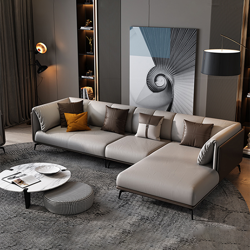 Modern Home Living Room Set Furniture Customized Luxury Style Fabric Sponge Combination Leathaire Fabric Sofa