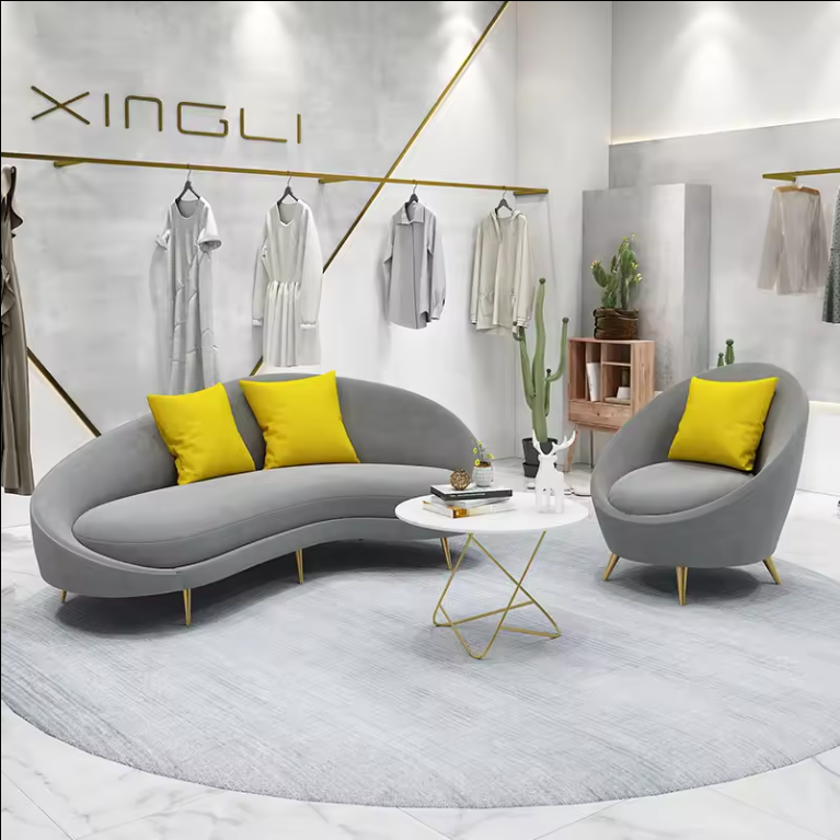 Nordic living room sofa modern Fabric office sofa commercial waiting sectional sofa set