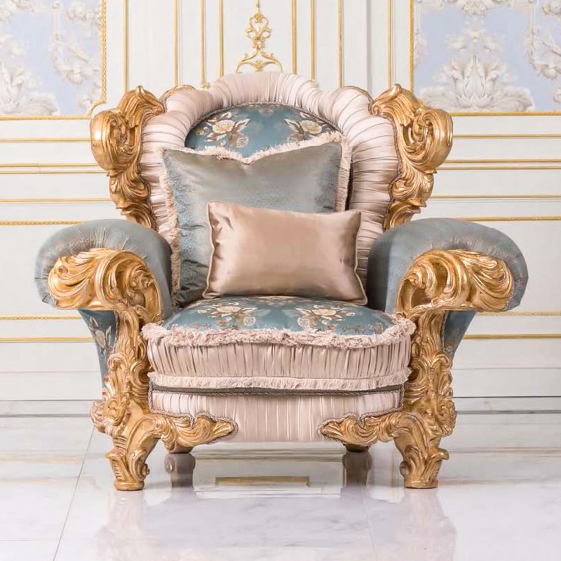 European classical style hand-carved antique solid wood three-person living room sofa corner featured leather material
