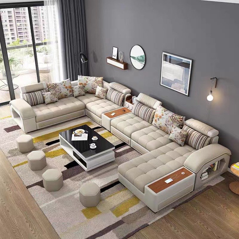 Modern Design High Quality Simple Linen Fabric Sectional Sofa Living Room Home Combination Sofa Set