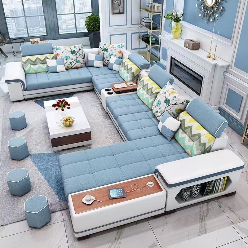 Modern Design High Quality Simple Linen Fabric Sectional Sofa Living Room Home Combination Sofa Set