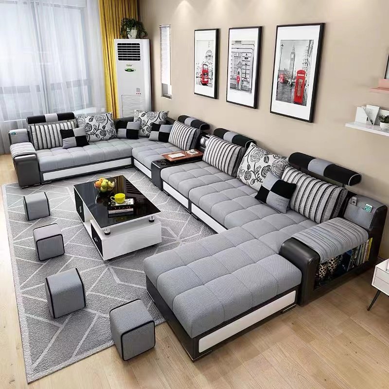 Modern Design High Quality Simple Linen Fabric Sectional Sofa Living Room Home Combination Sofa Set