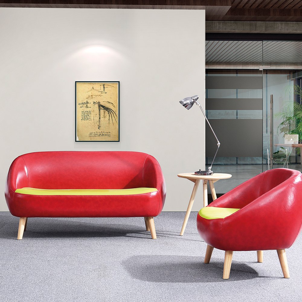 Hot selling red leather office sofa high-end club reception sofa lounge reception sofa
