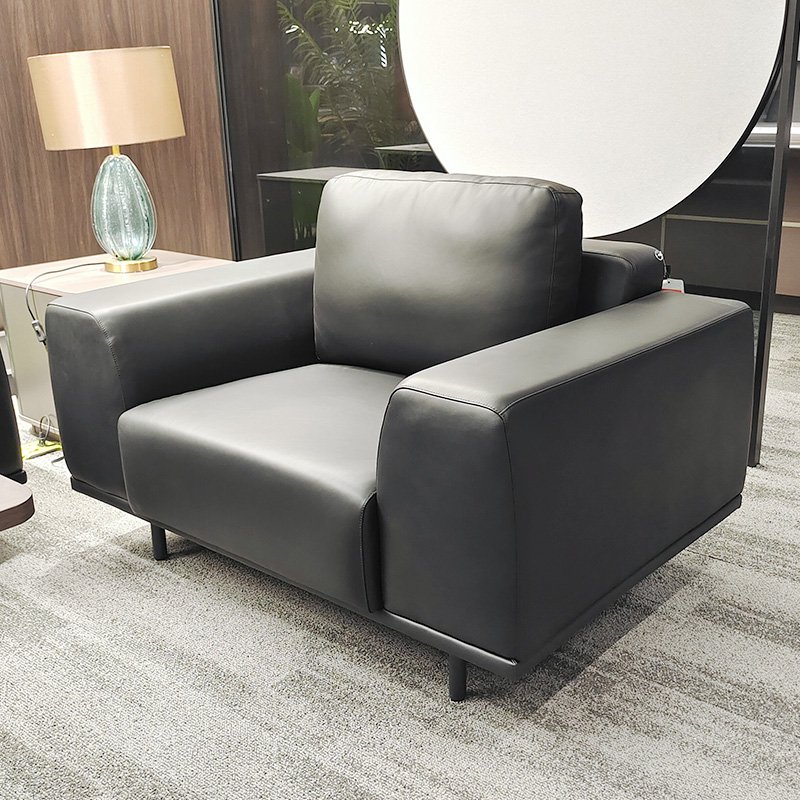 High-end Black Reception Office Sofa Executive Room Office 1+1+3 Set Sofa With Tea Table Office Boss Sofa Set