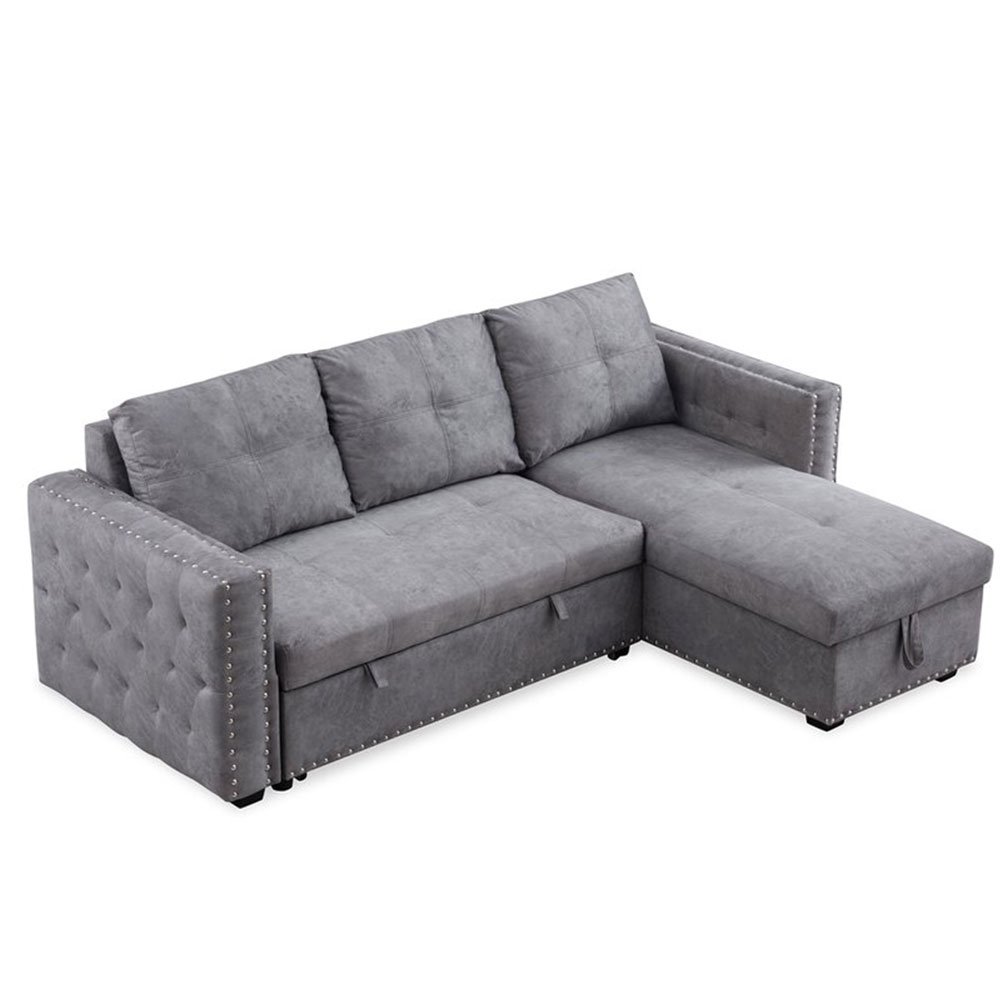 Partner New Design Multifunction PU Reversible Corner Sleeper Sofa Come Bed Sofabed With Storage