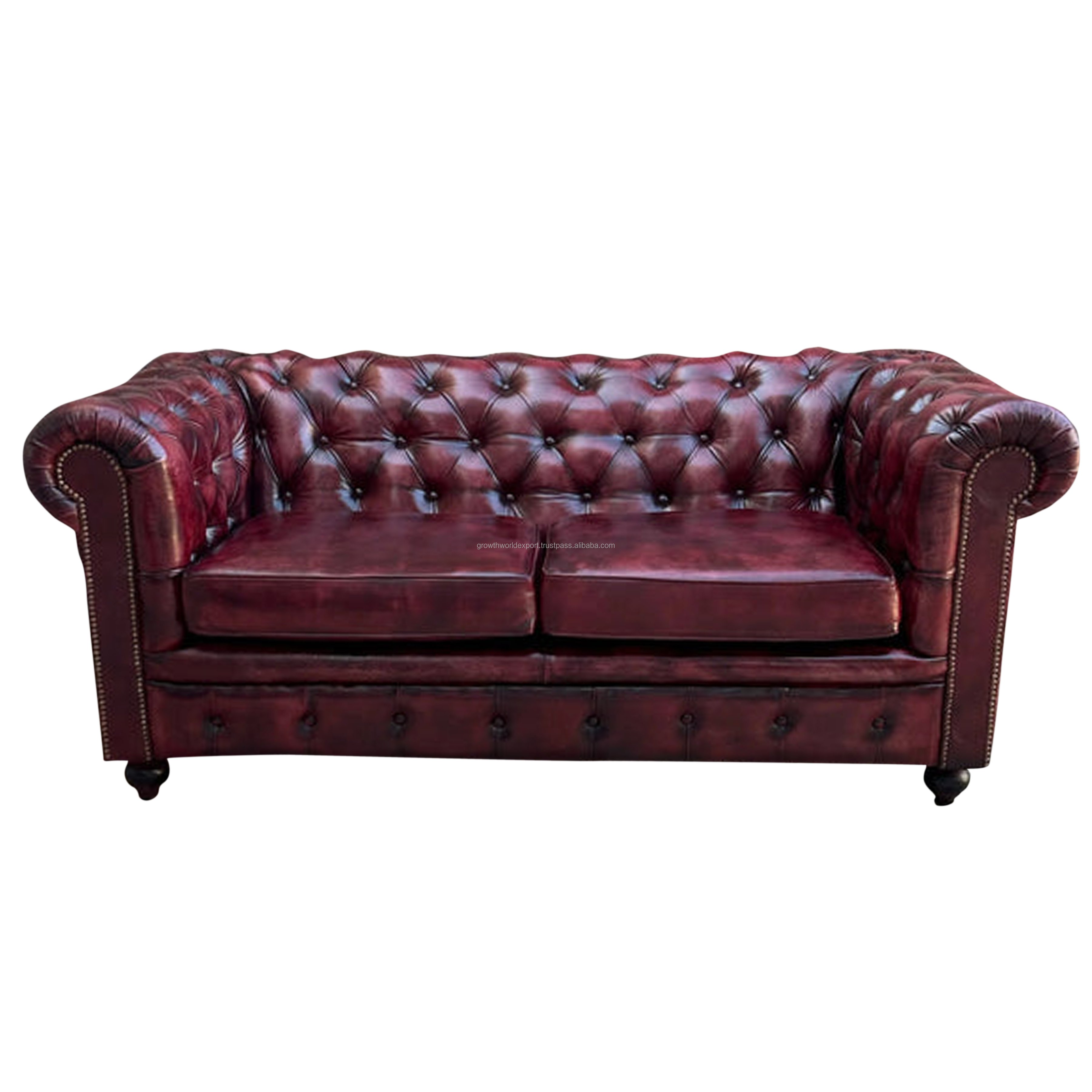 Premium Quality 2 Seater Chesterfield Oxford Red Sofa with Cushion Living Room Leather Sofa Best Selling Restaurant Sofa 2024