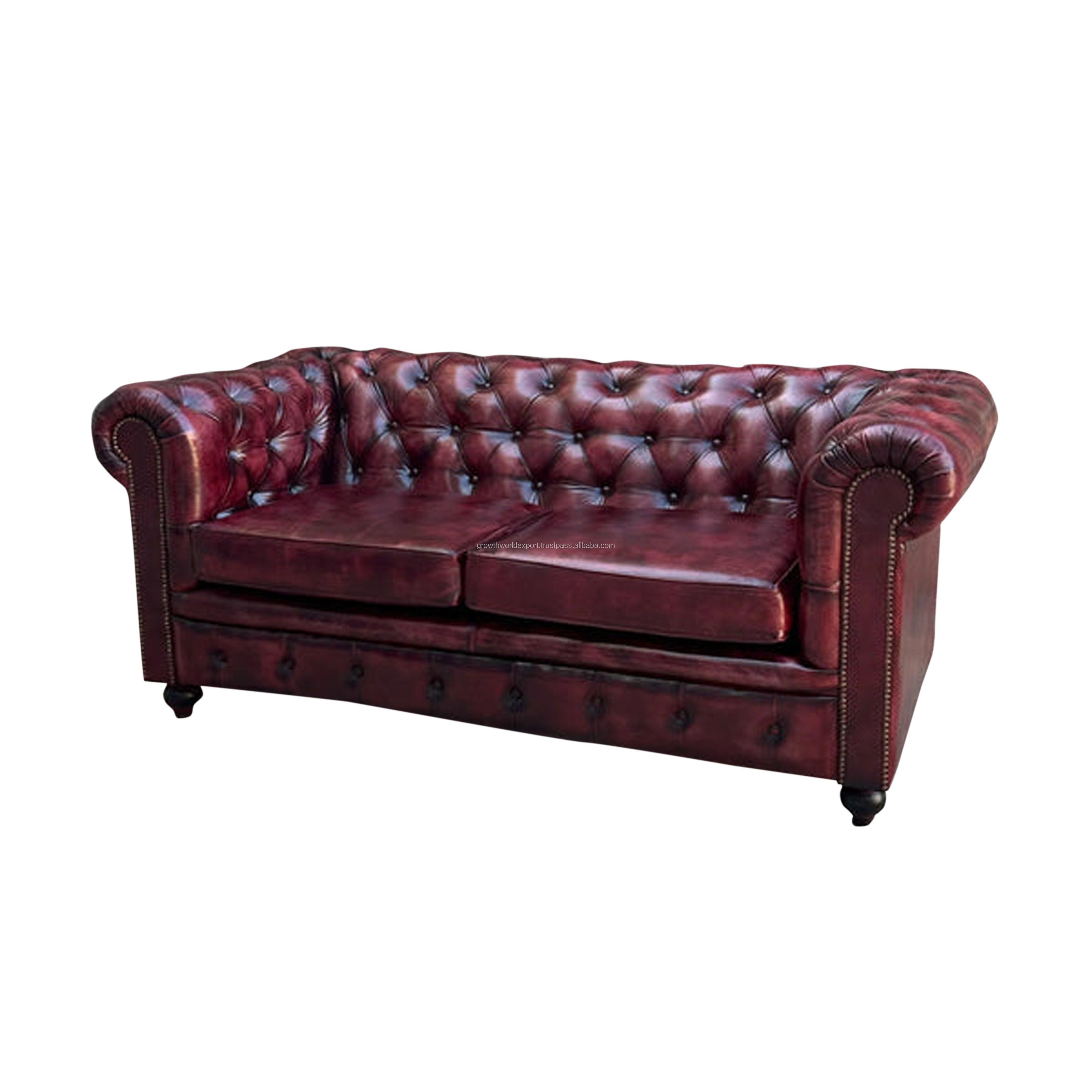 Premium Quality 2 Seater Chesterfield Oxford Red Sofa with Cushion Living Room Leather Sofa Best Selling Restaurant Sofa 2024