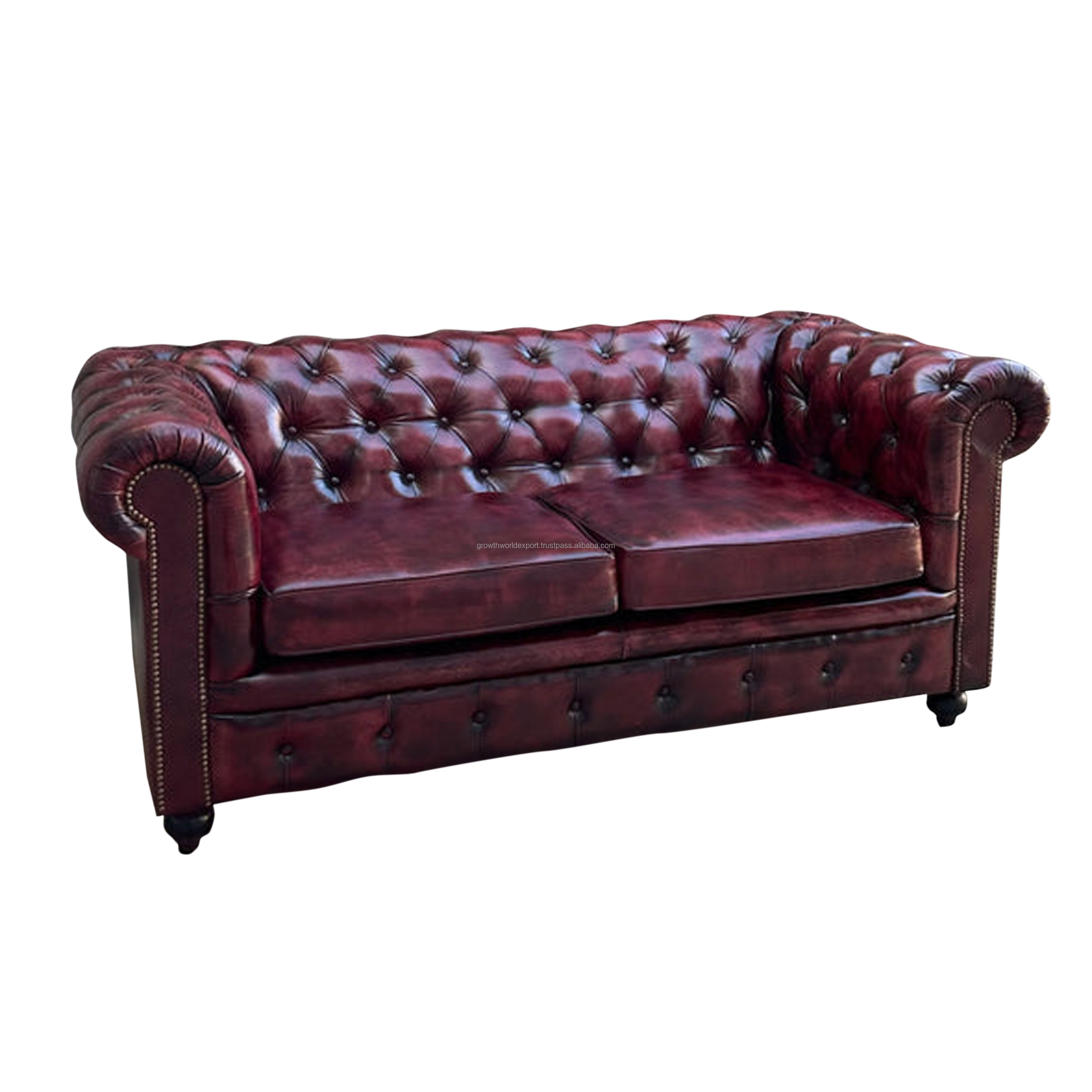 Premium Quality 2 Seater Chesterfield Oxford Red Sofa with Cushion Living Room Leather Sofa Best Selling Restaurant Sofa 2024