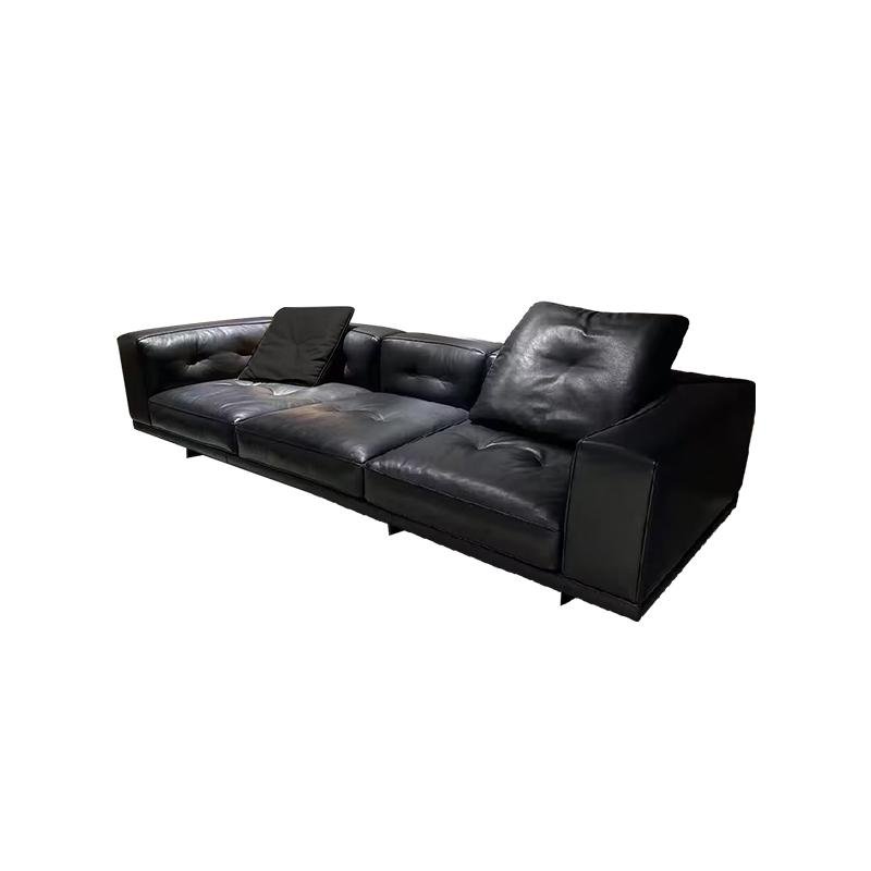 Luxury Modern Genuine Leather 5 Seater Office Sofa Black Irregular Corner Sectional Sofa Set Furniture Living Room Sofas