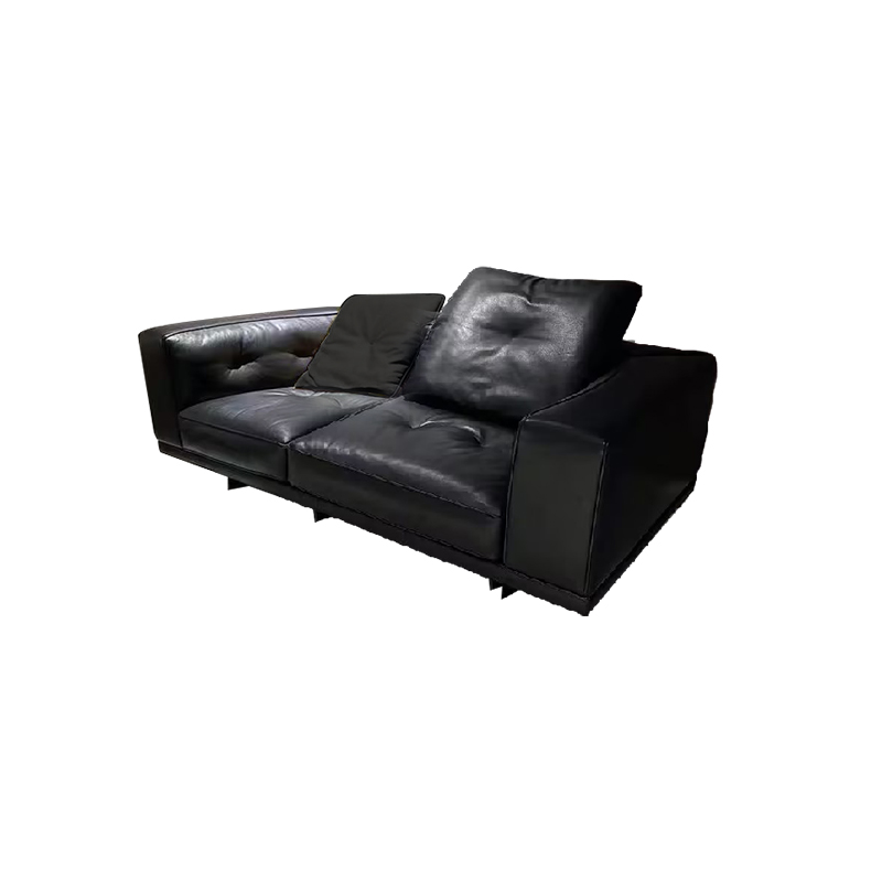 Luxury Modern Genuine Leather 5 Seater Office Sofa Black Irregular Corner Sectional Sofa Set Furniture Living Room Sofas