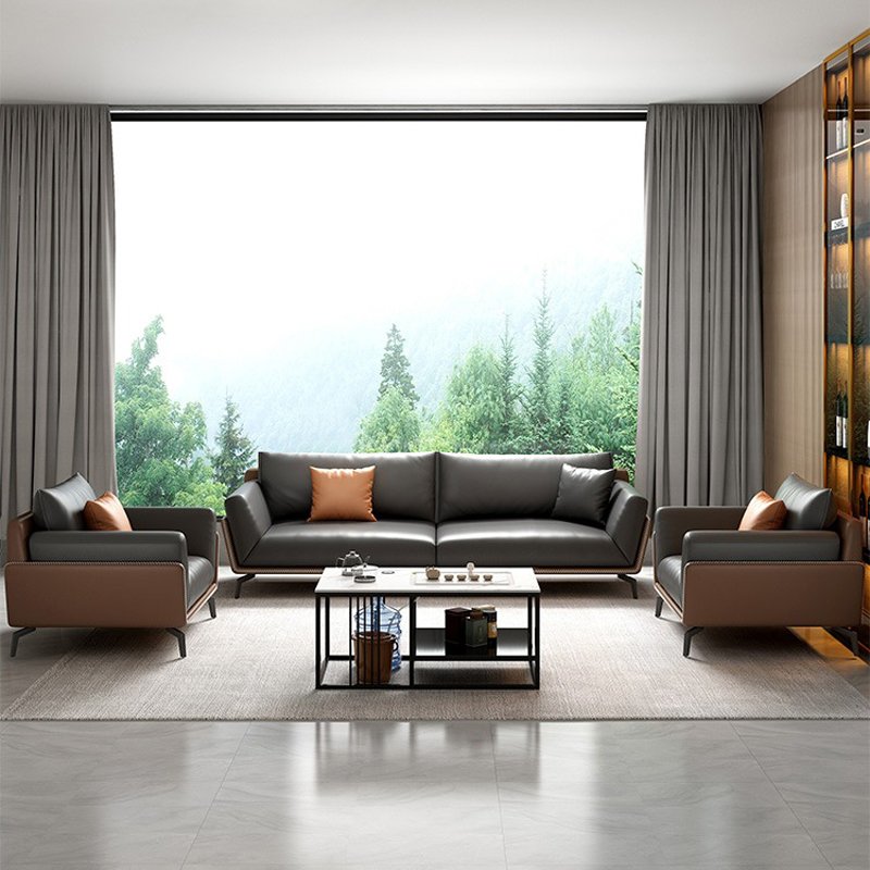 Modern Nordic Design European Style 2-Seater Leather Office Sofa Set Schools Home Offices Commercial Reception Hospitals Malls