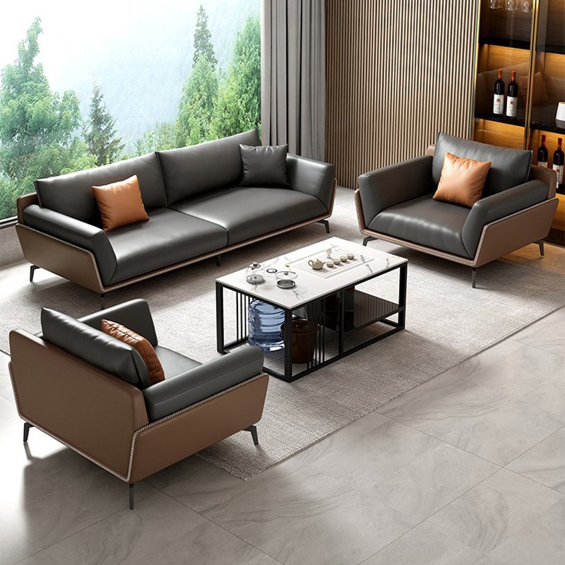 Modern Nordic Design European Style 2-Seater Leather Office Sofa Set Schools Home Offices Commercial Reception Hospitals Malls