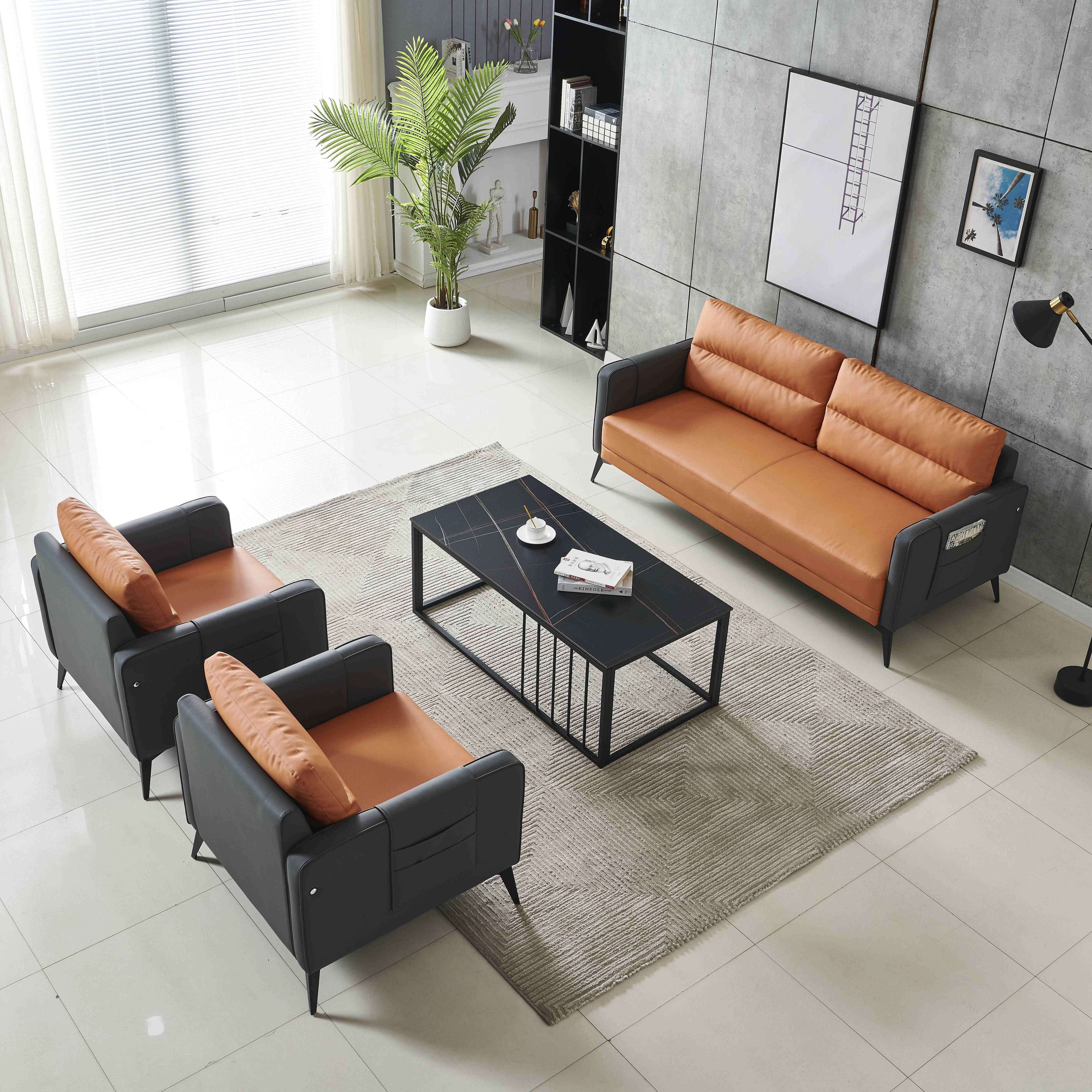 Simple Design Executive Office Sofa Commercial Waiting Area Leather Office Sofa Set Furniture