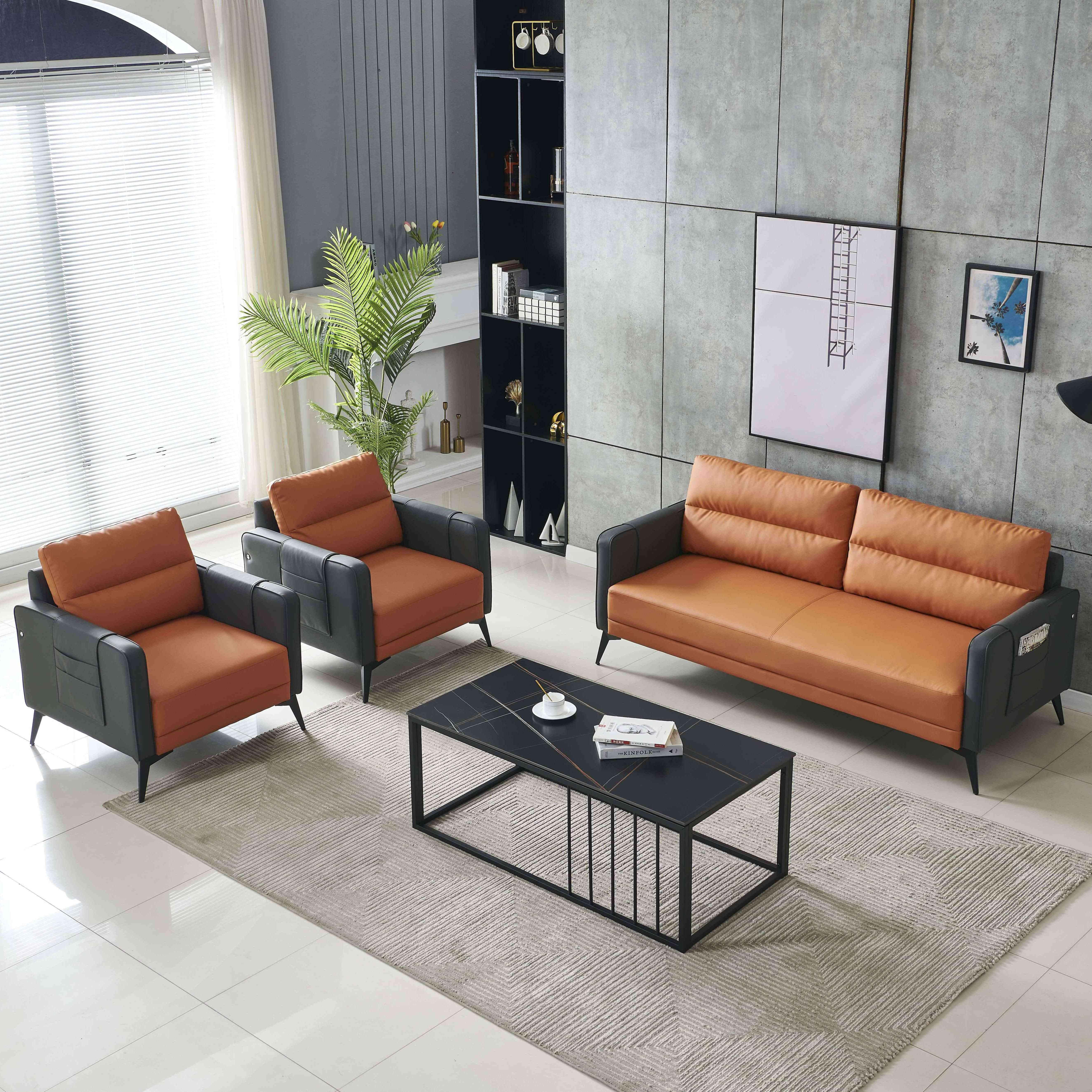 Simple Design Executive Office Sofa Commercial Waiting Area Leather Office Sofa Set Furniture