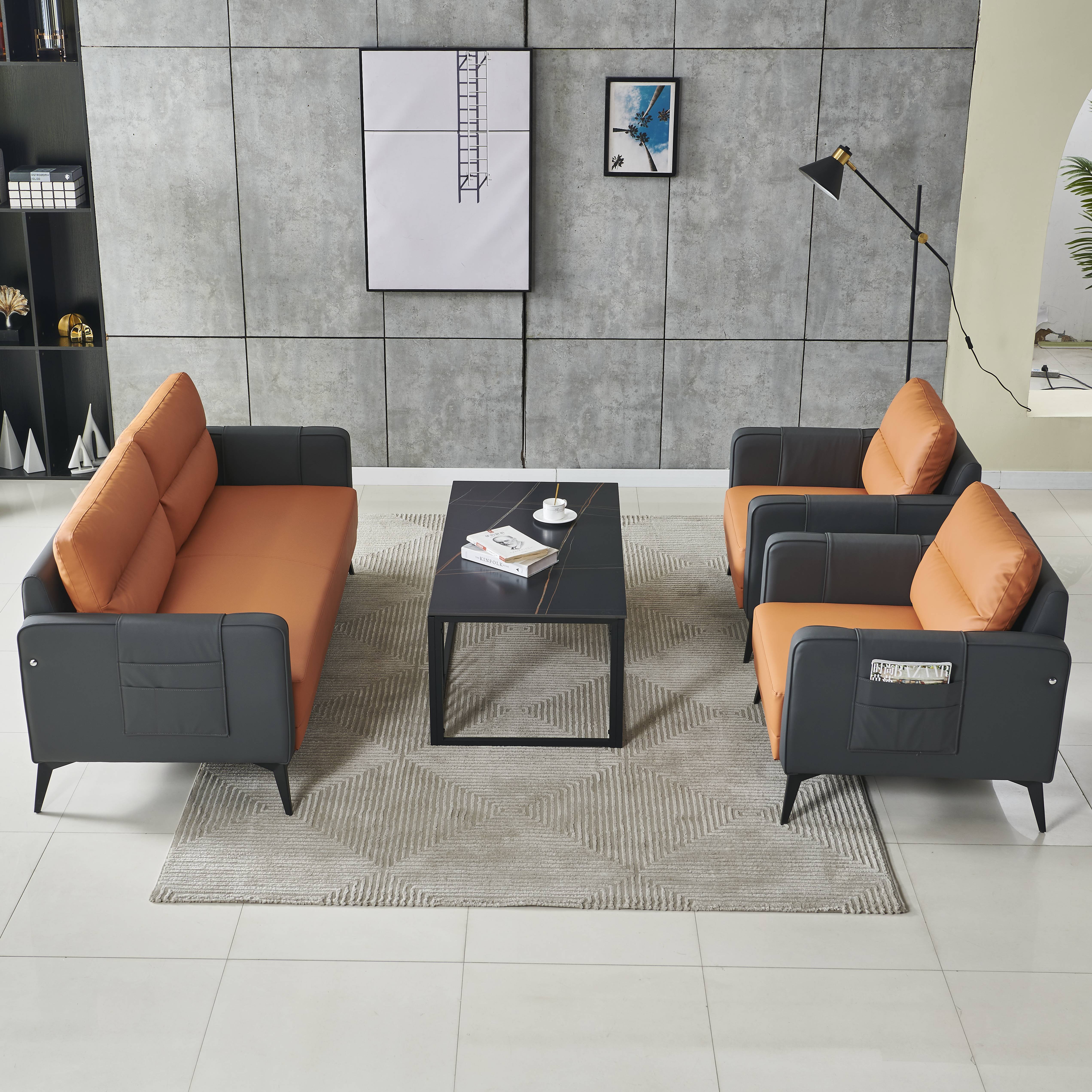 Simple Design Executive Office Sofa Commercial Waiting Area Leather Office Sofa Set Furniture