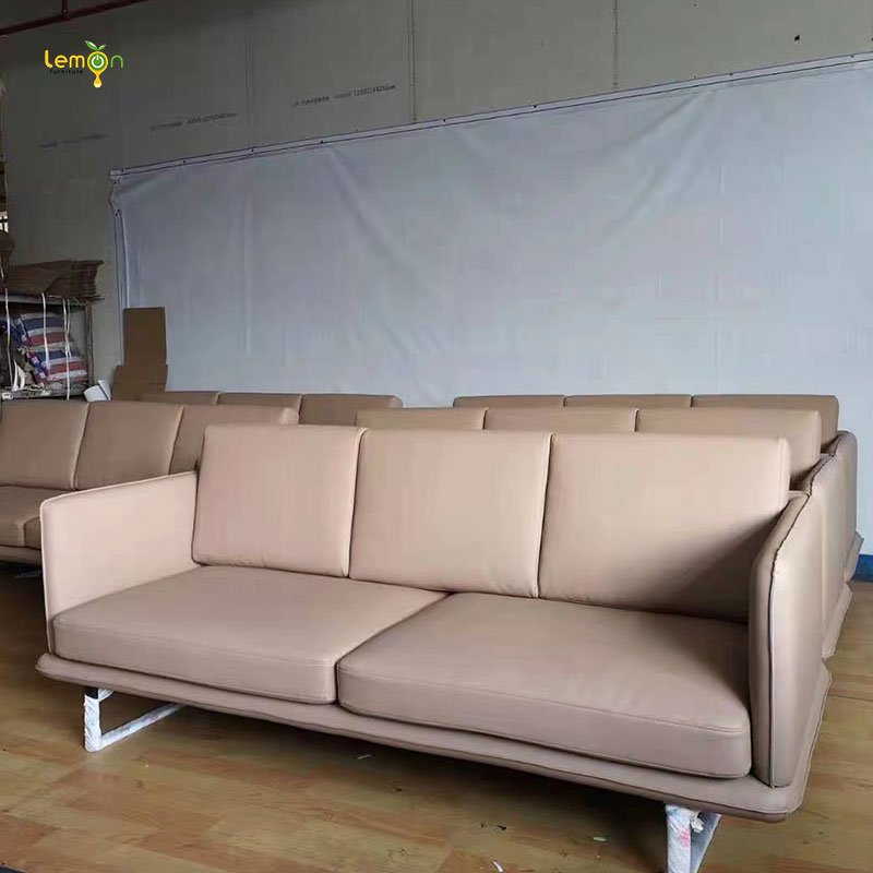 Modern luxury leather office sofa set reception room commercial sofa in stock
