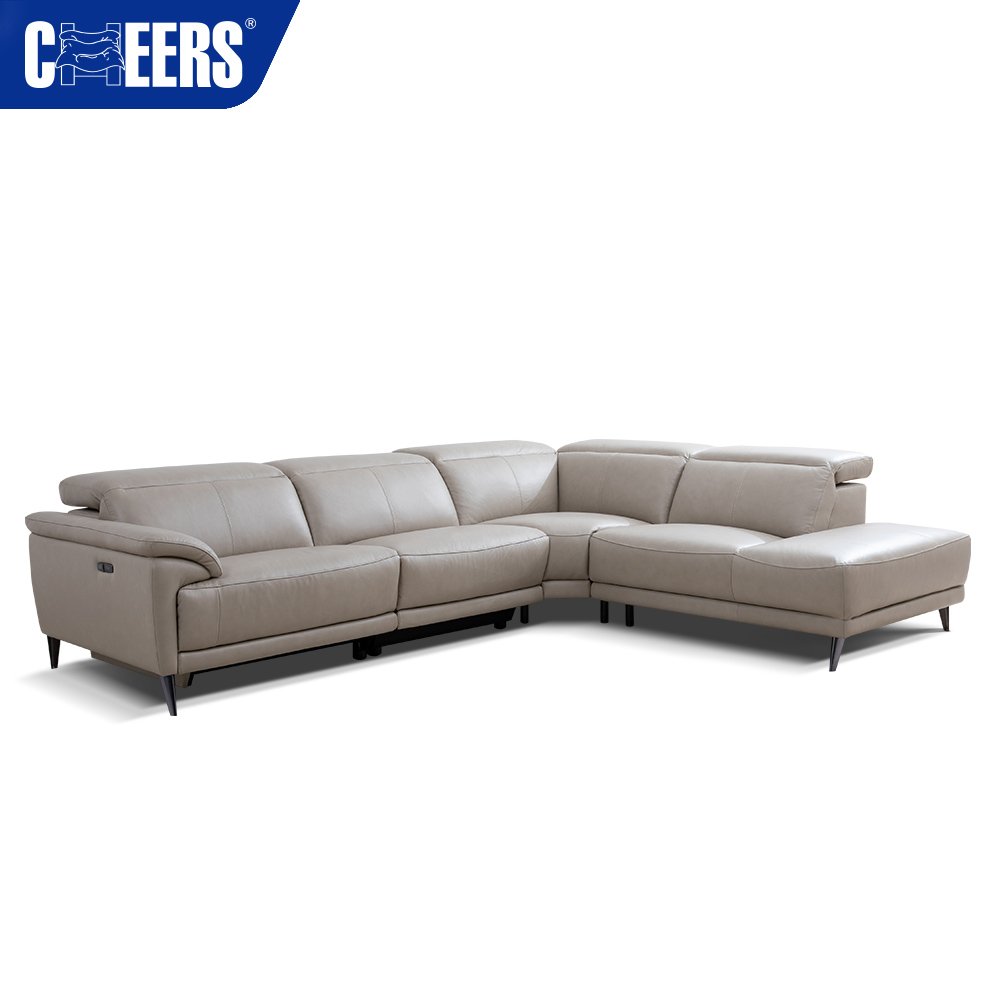 MANWAH CHEERS Modern Design Electric Genuine Leather Reclining Sectional Sofa with USB Port for Living Room