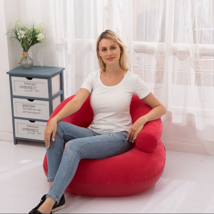 High quality PVC Flocking Indoor Inflatable Air Sofa Lounger Inflatable Sofa Chair