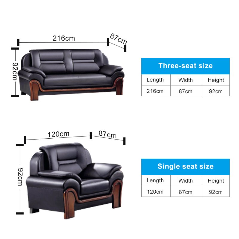Italian style negotiation reception room Office sofa combination Company leather three-seat sofa set