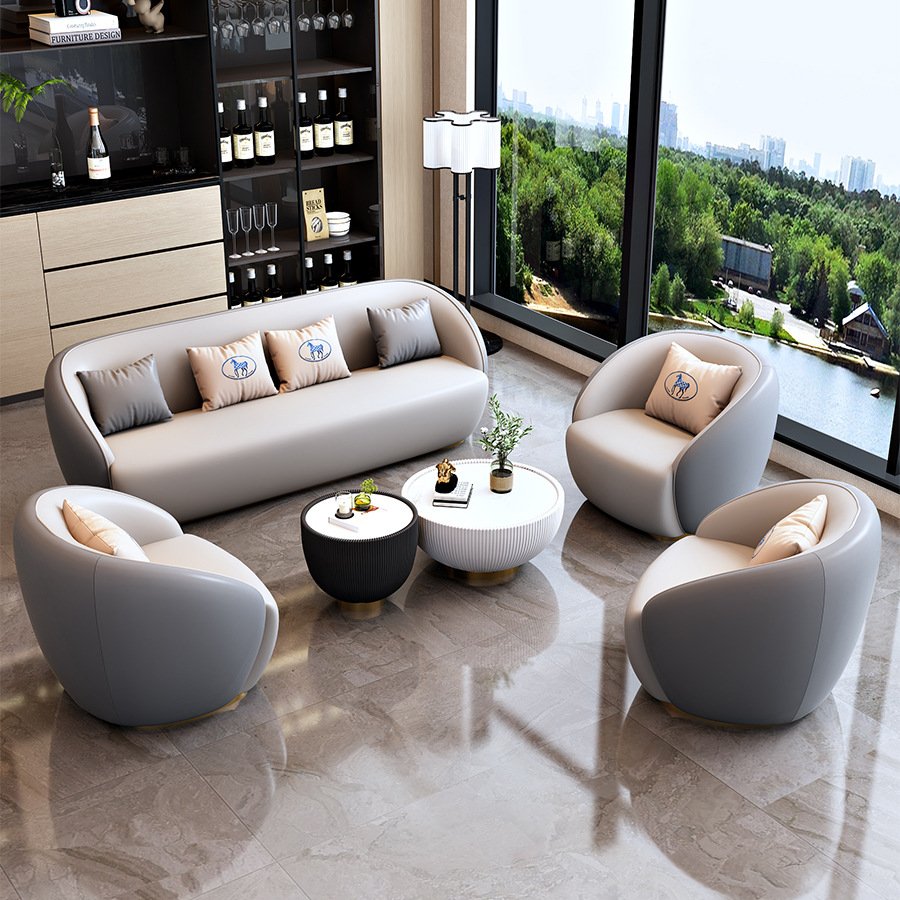 Nordic Piyi Office Furniture Multi-Functional Three-Person Italian Minimalist Small Sofa Foot Bath Hotel Reception Single Sofa