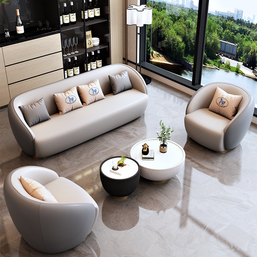 Nordic Piyi Office Furniture Multi-Functional Three-Person Italian Minimalist Small Sofa Foot Bath Hotel Reception Single Sofa